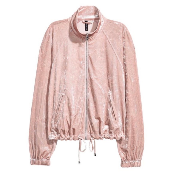 Crushed Velvet Rose Gold Pink Full Zip Jacket - Picture 11 of 11